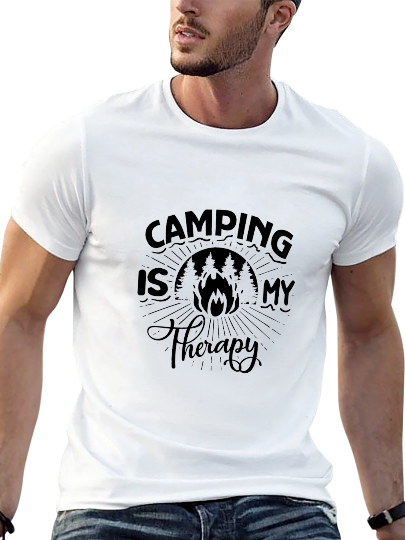 Camping is My Therapy Black Graphic Tee
