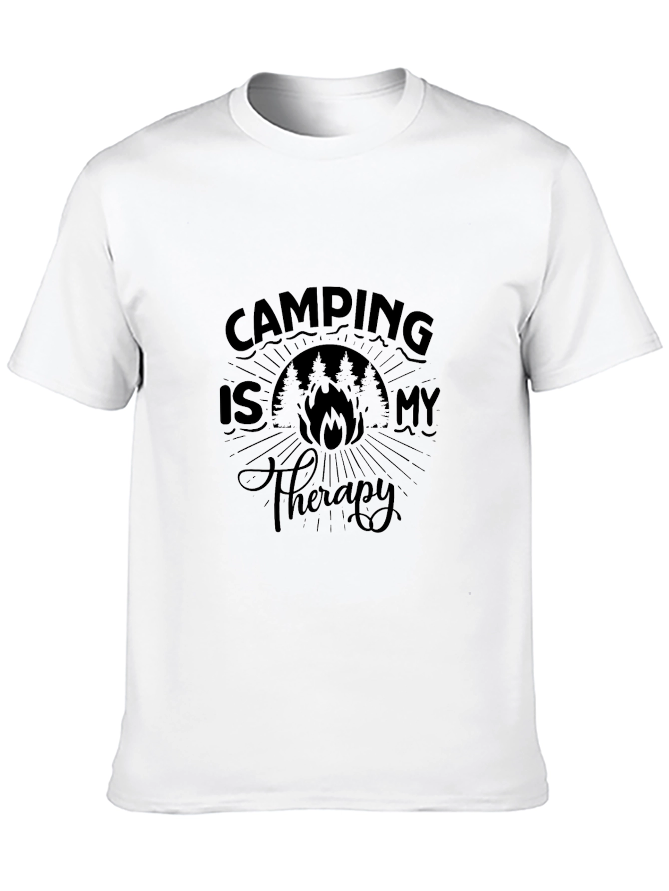 Camping is My Therapy Black Graphic Tee