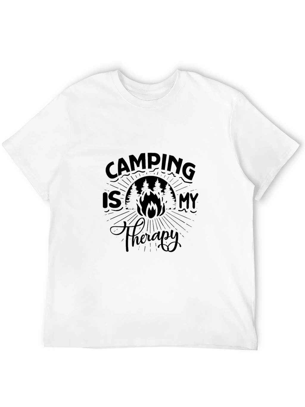 Camping is My Therapy Black Graphic Tee