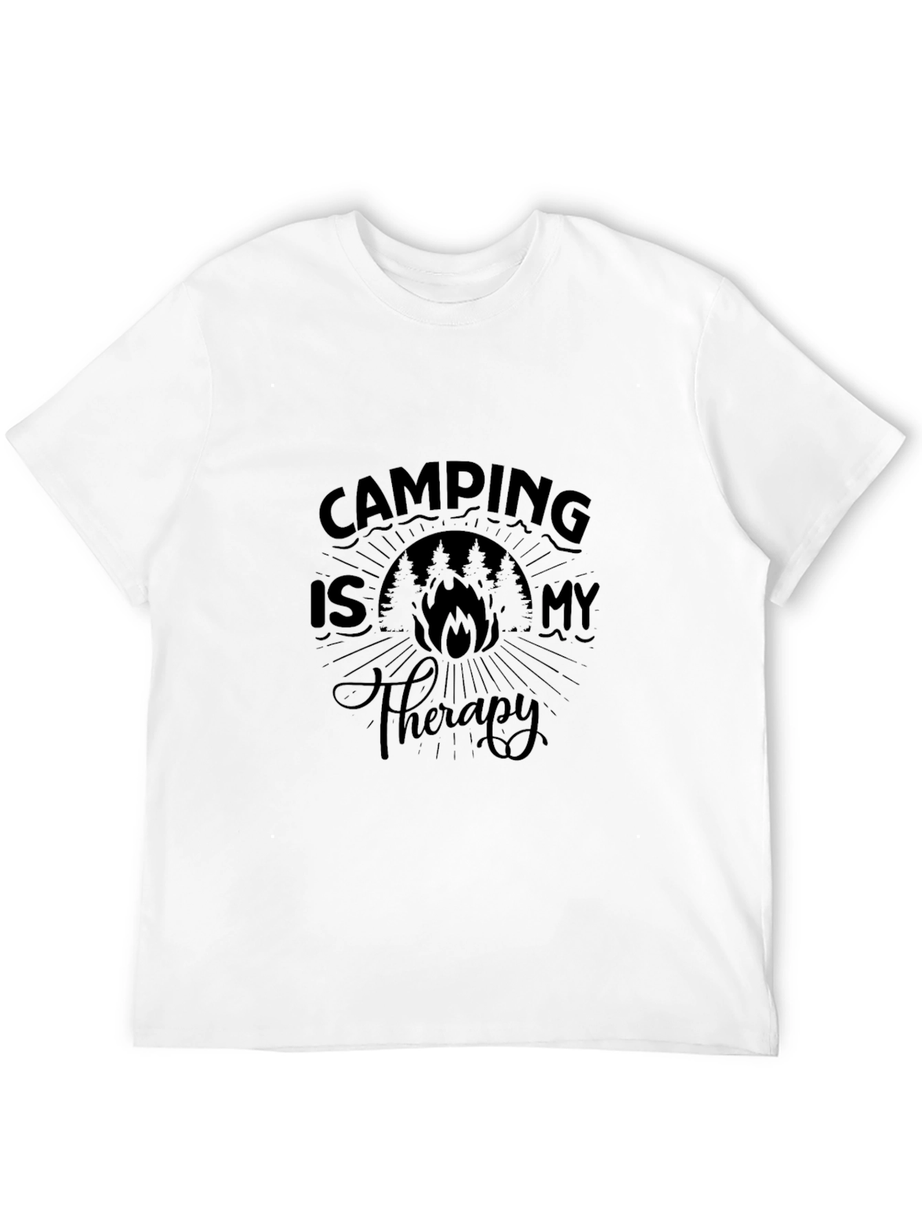 Camping is My Therapy Black Graphic Tee