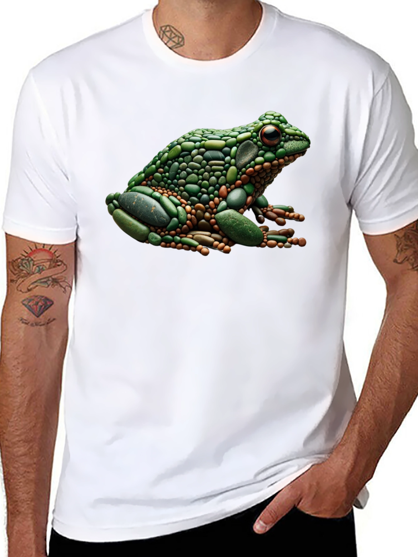 Frog Pebble Art Black T-Shirt