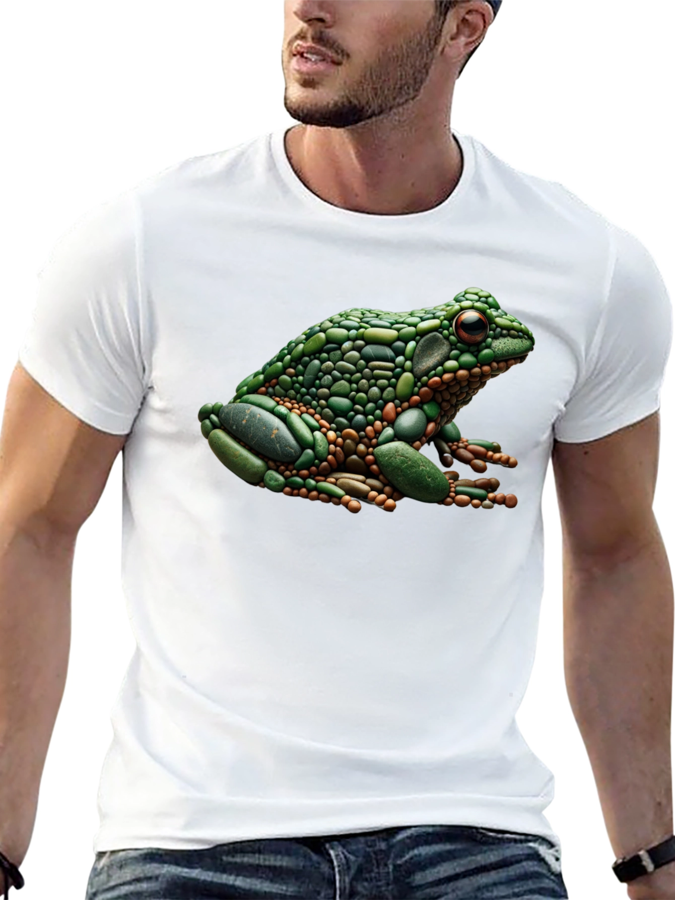 Frog Pebble Art Black T-Shirt