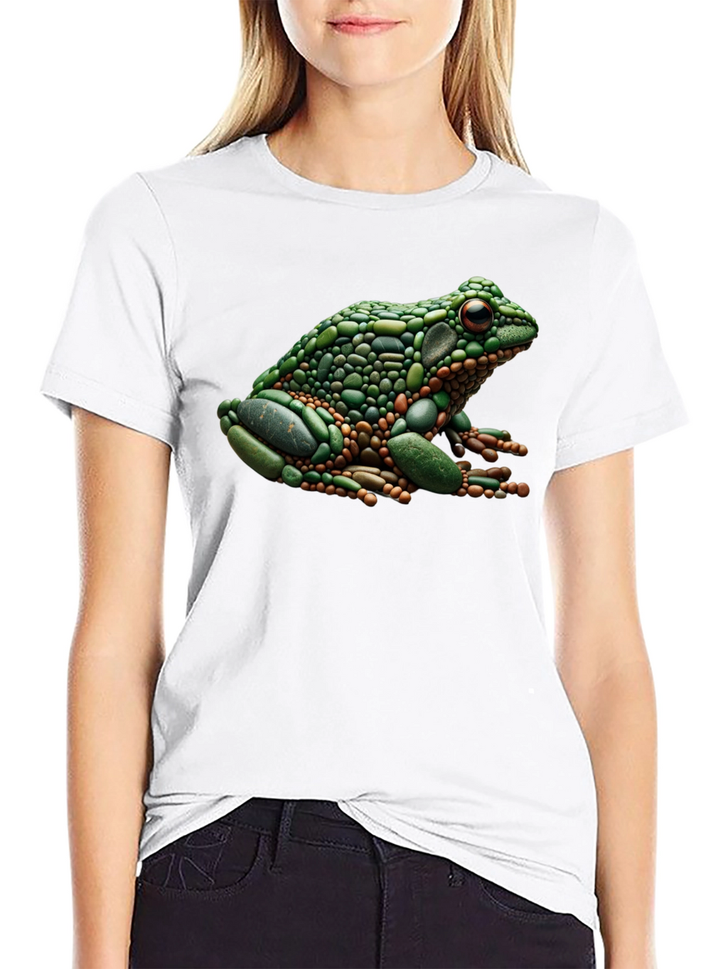 Frog Pebble Art Black T-Shirt