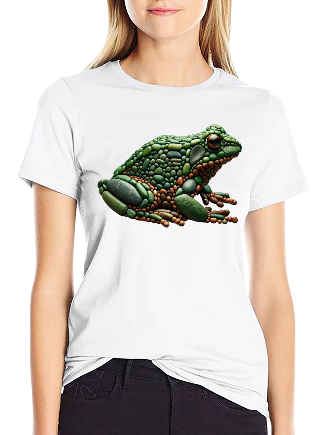 Frog Pebble Art Black T-Shirt