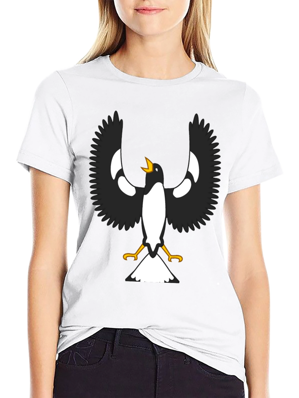 Black T-Shirt with Magpie Graphic
