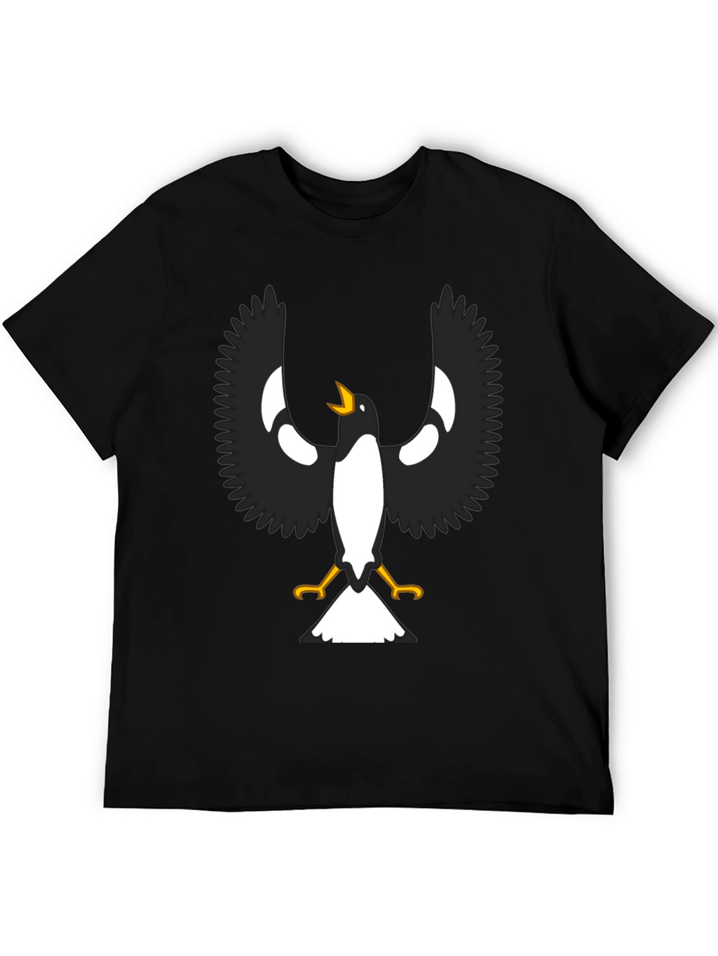 Black T-Shirt with Magpie Graphic