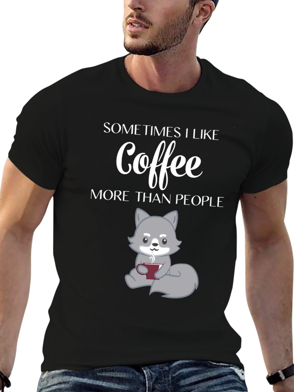 Coffee Lover T-Shirt - Wolf Design