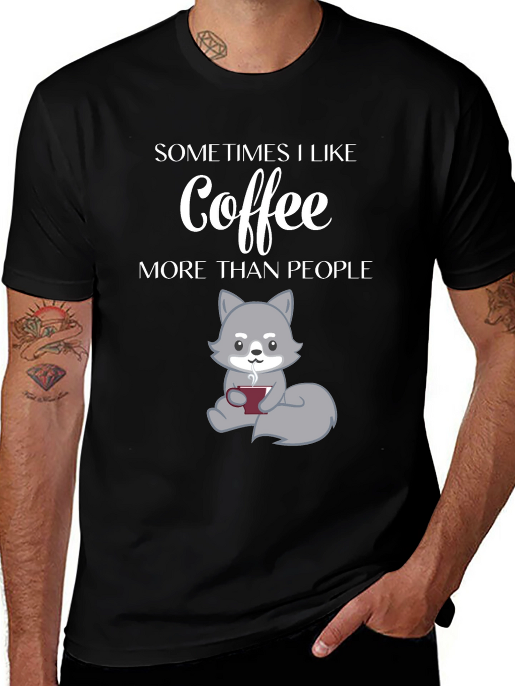 Coffee Lover T-Shirt - Wolf Design