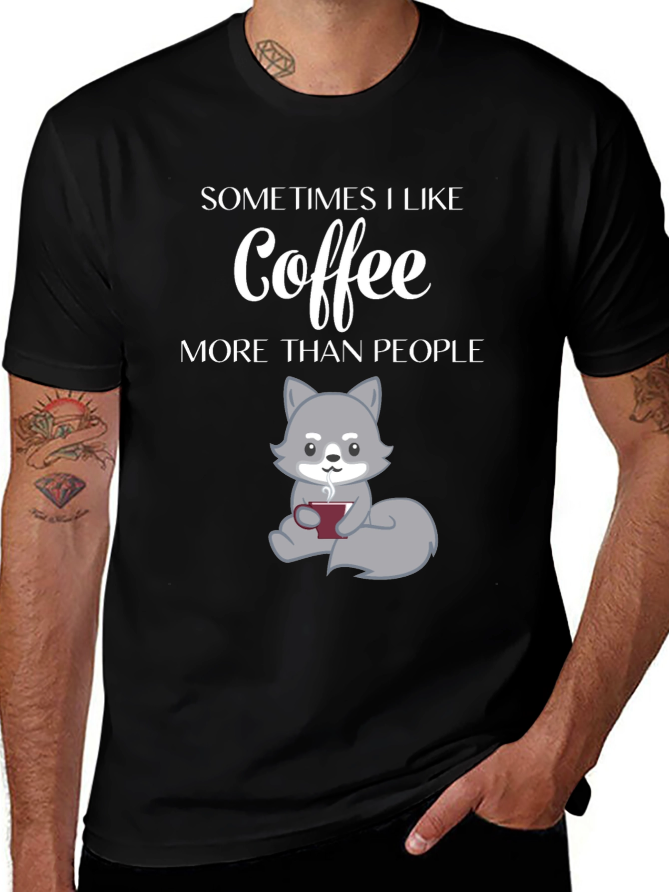 Coffee Lover T-Shirt - Wolf Design