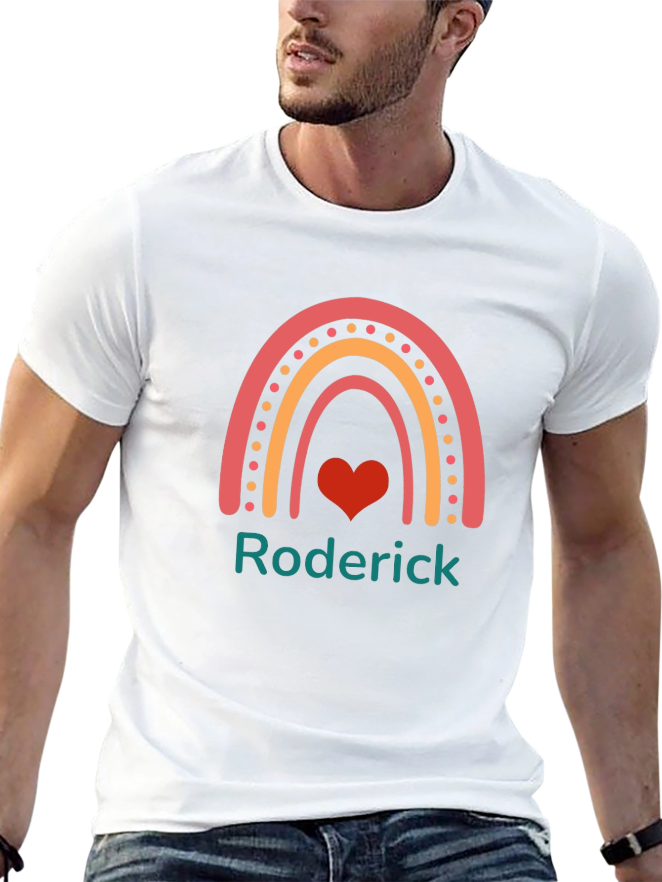 Roderick Rainbow Heart Custom T-Shirt