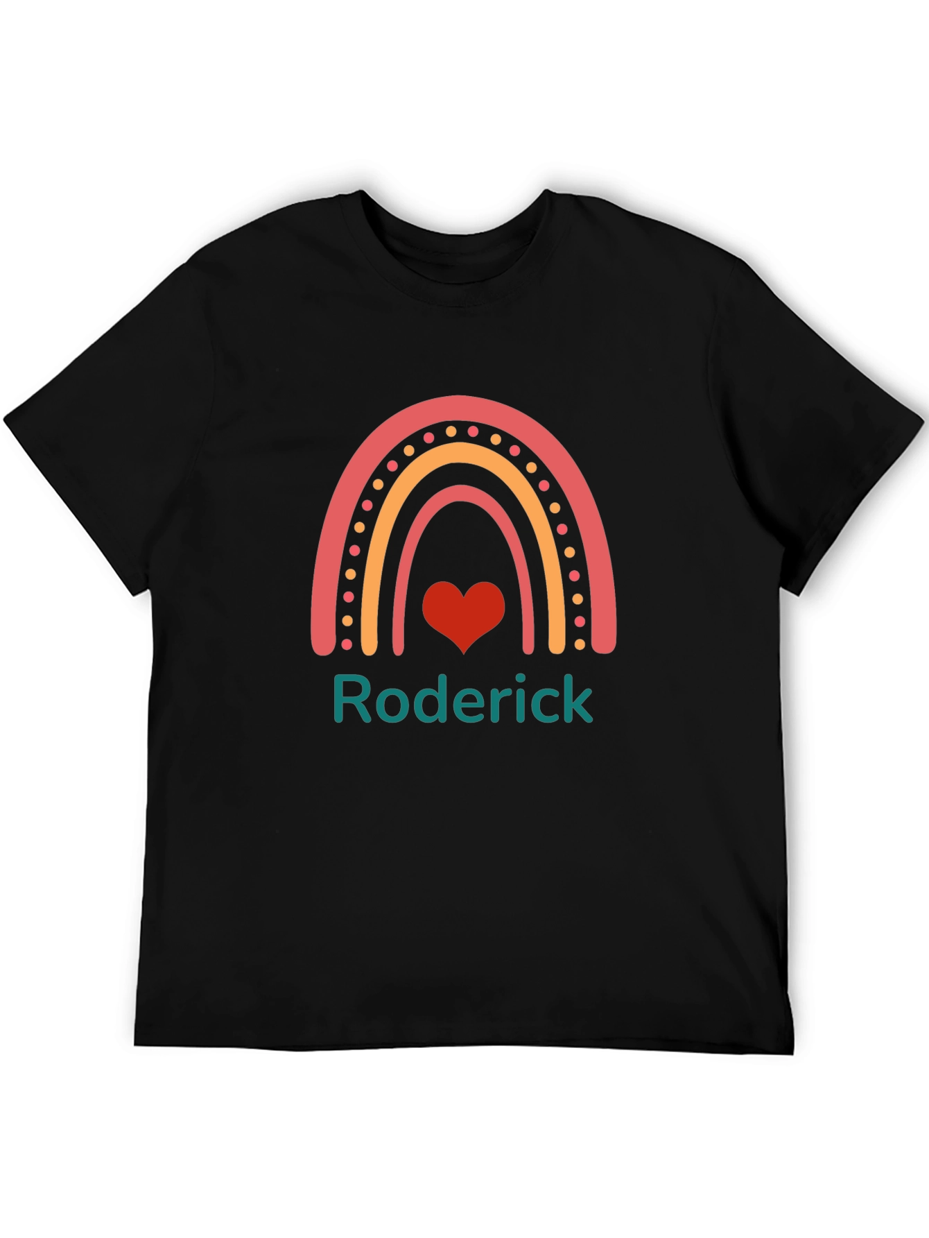Roderick Rainbow Heart Custom T-Shirt