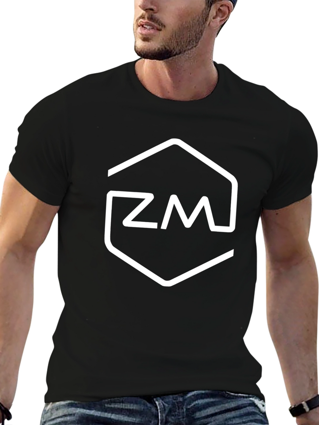 Modern Black T-Shirt with ZM Graphic Print