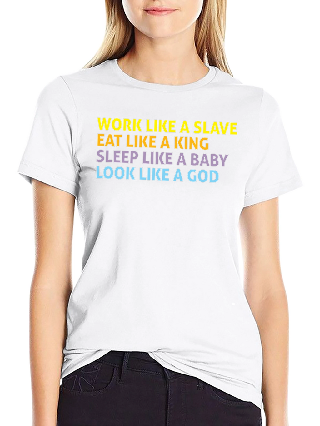 Work Like a Slave Black Graphic T-Shirt