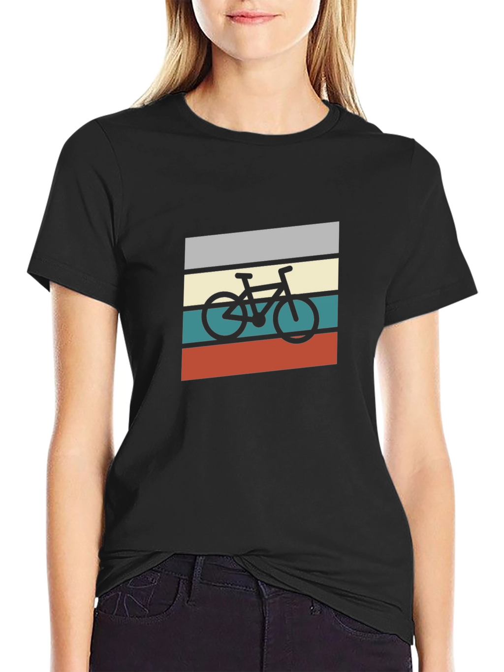 Retro Bike Graphic Tee - Black Cotton T-Shirt