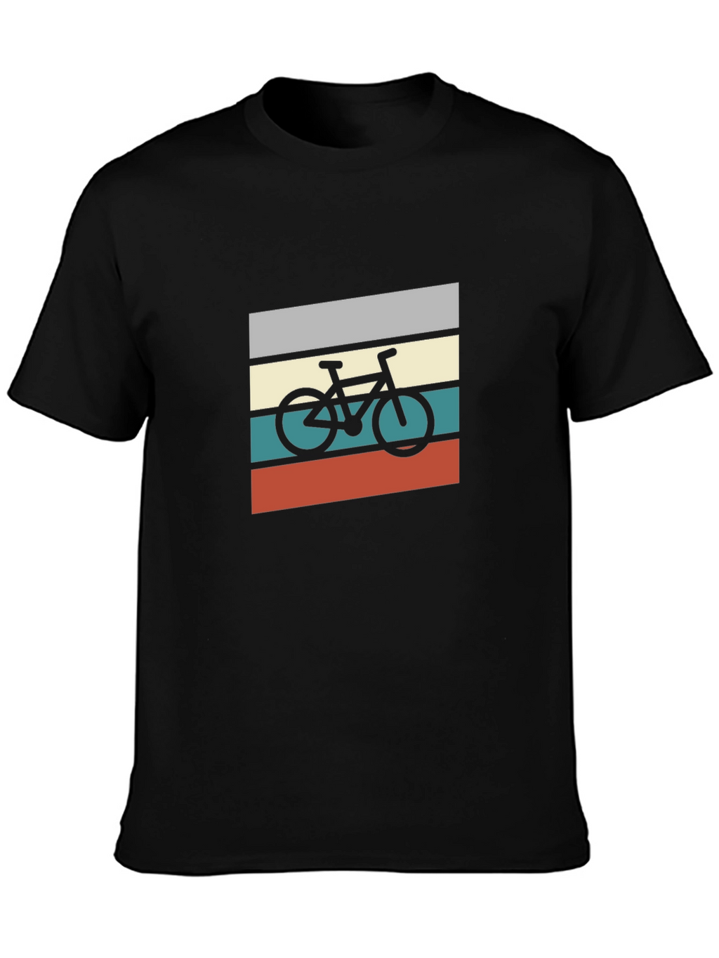 Retro Bike Graphic Tee - Black Cotton T-Shirt