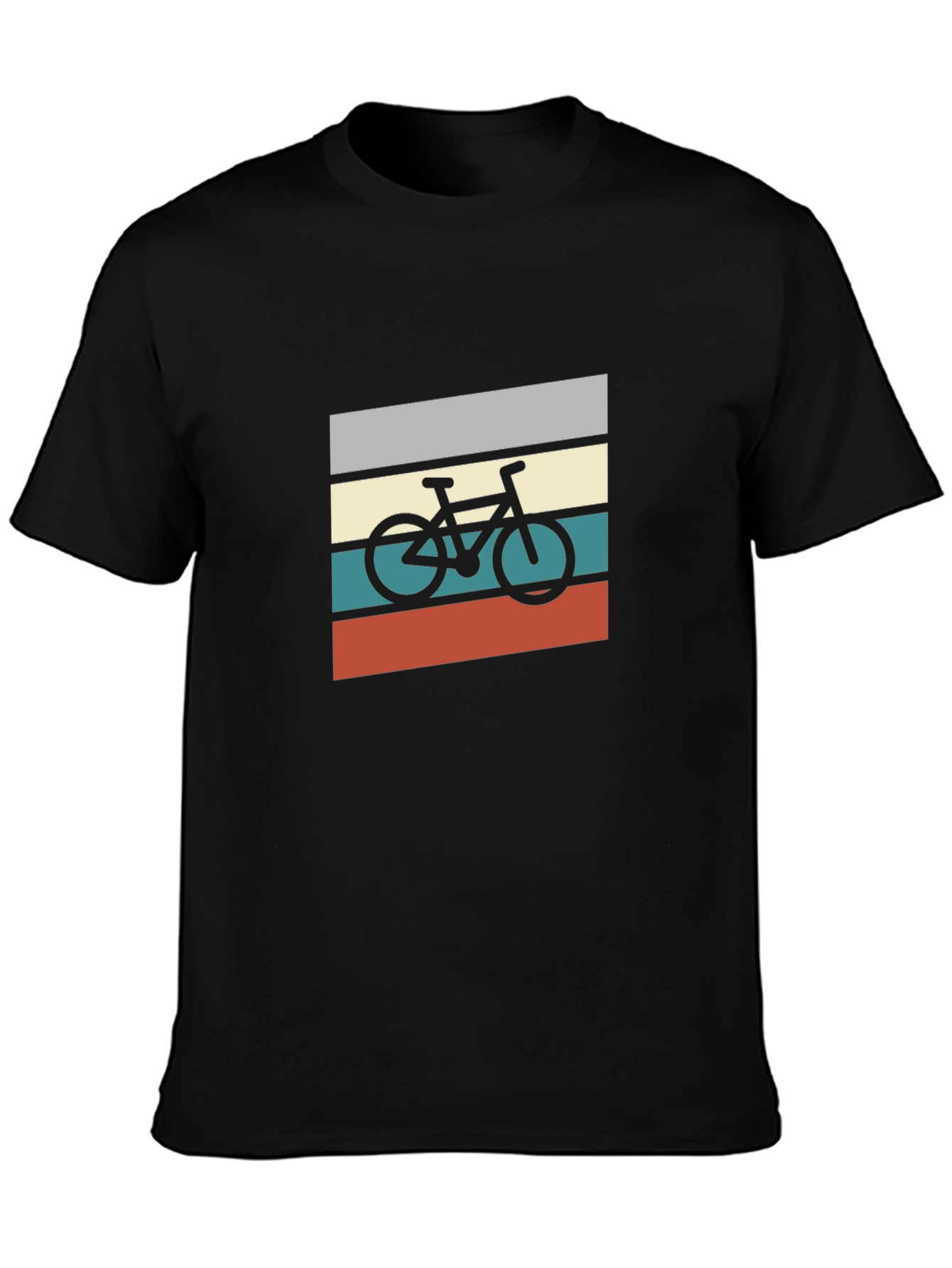 Retro Bike Graphic Tee - Black Cotton T-Shirt