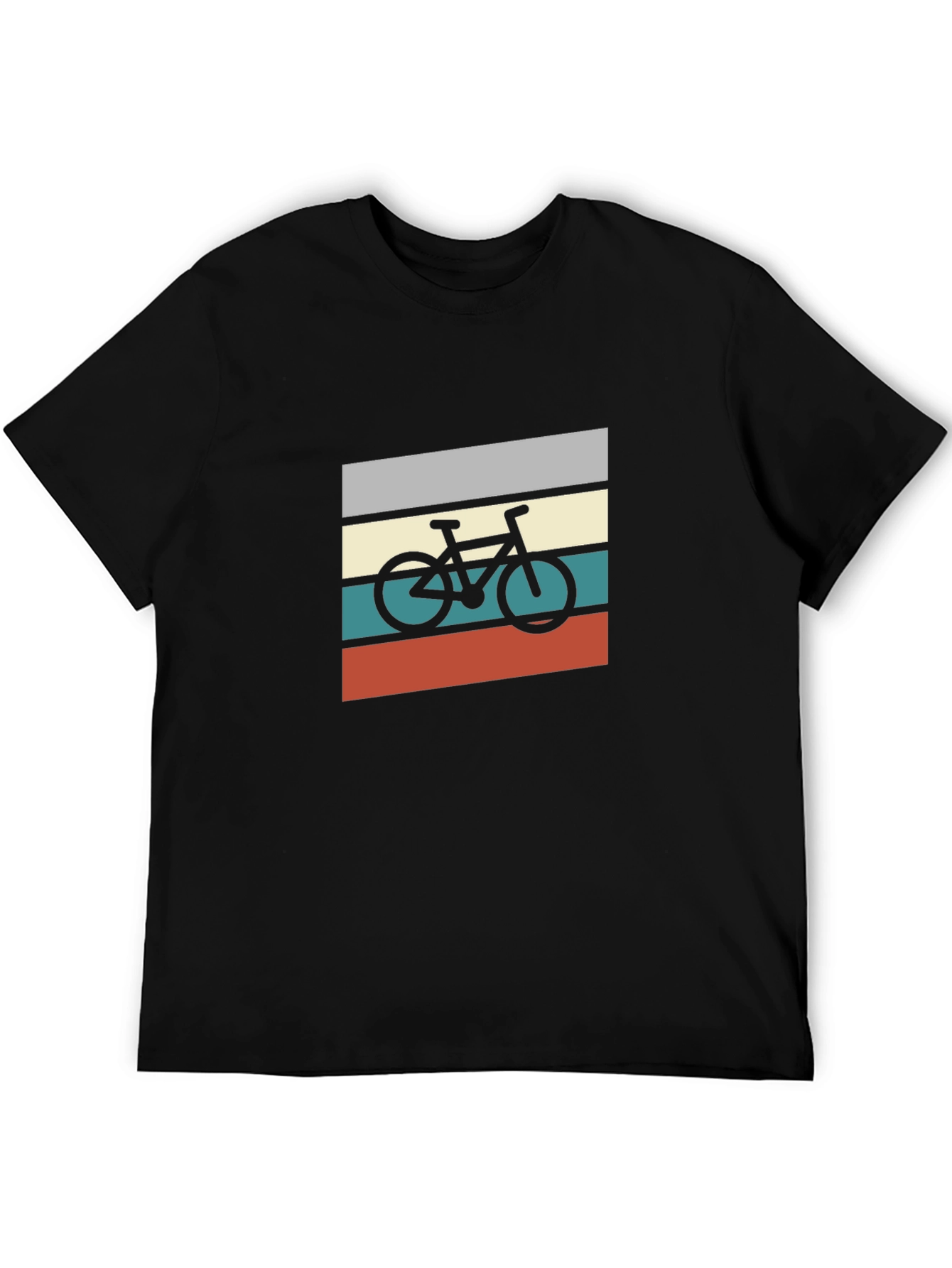 Retro Bike Graphic Tee - Black Cotton T-Shirt