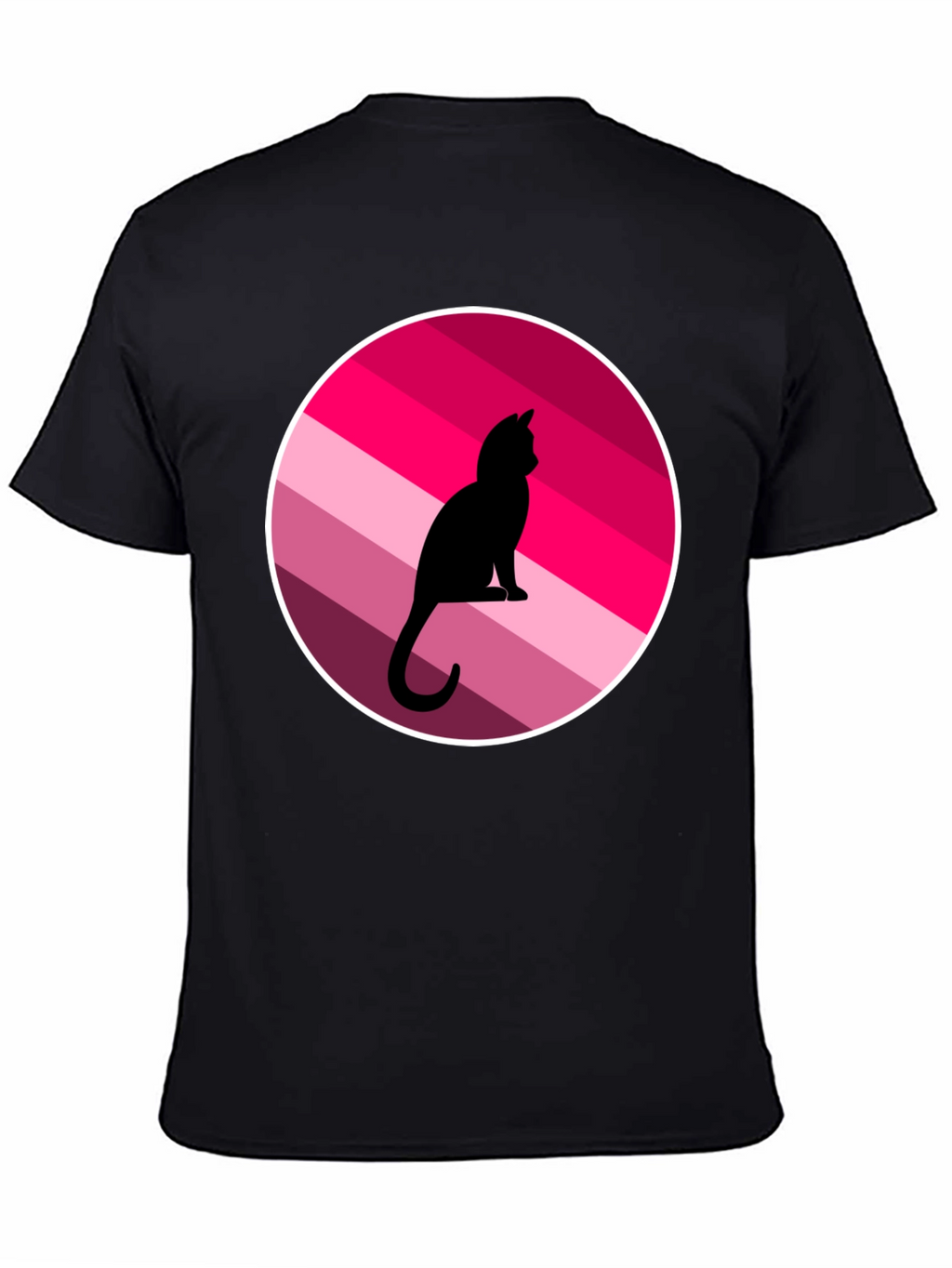 Cat Silhouette Striped Circle Graphic Tee