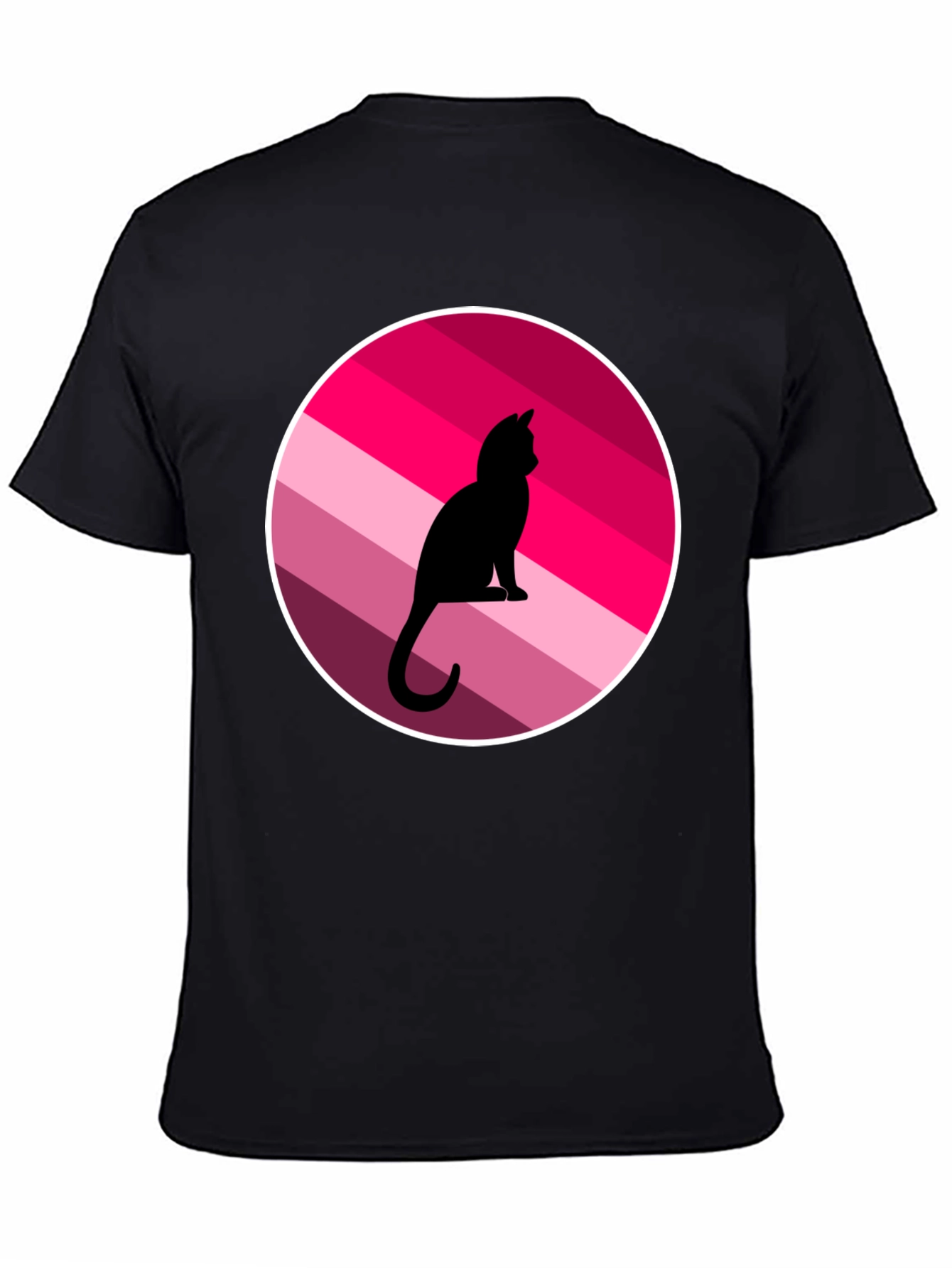Cat Silhouette Striped Circle Graphic Tee