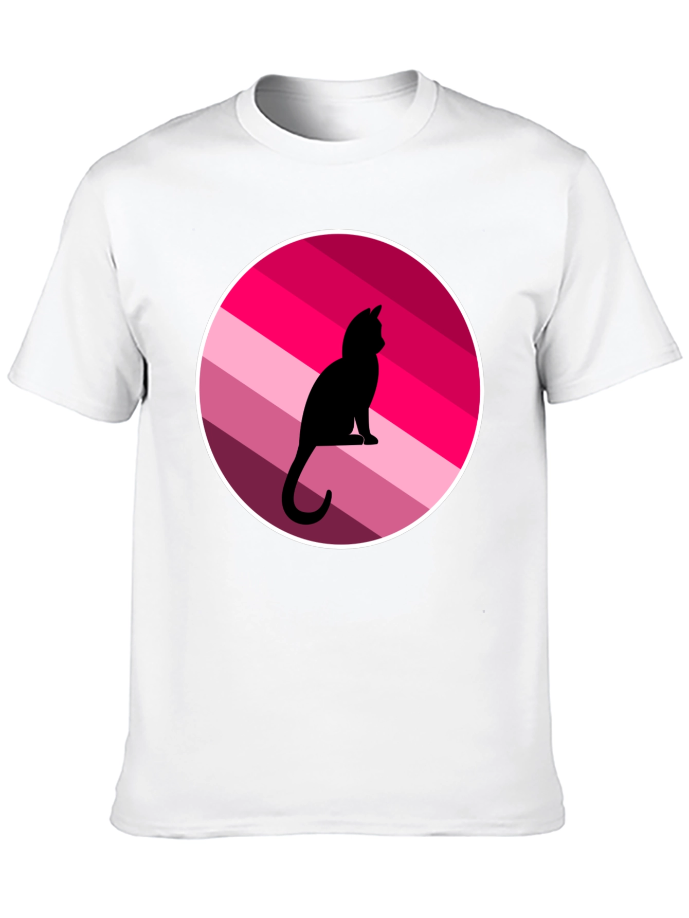 Cat Silhouette Striped Circle Graphic Tee