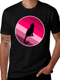 Cat Silhouette Striped Circle Graphic Tee