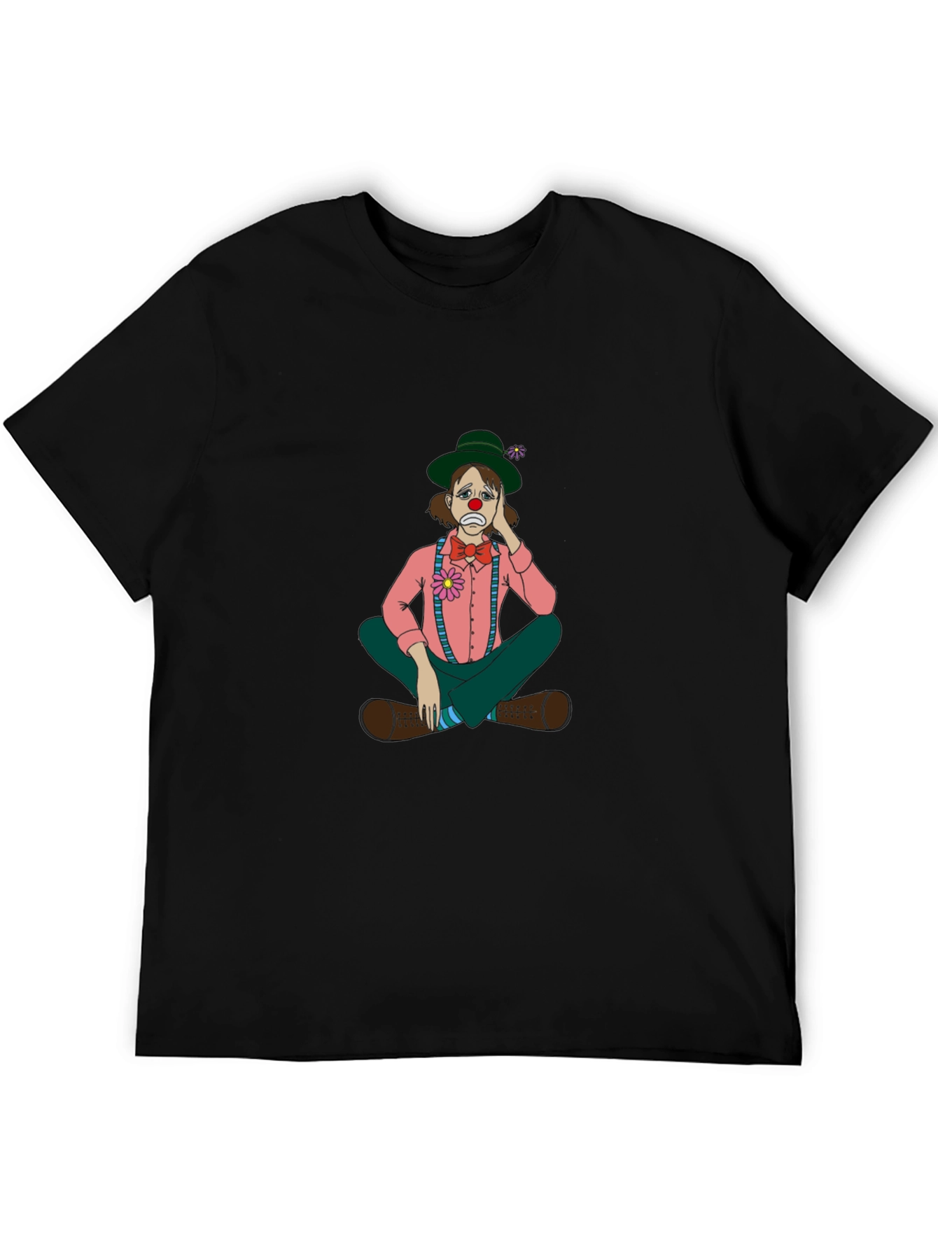 Sad Clown Graphic Tee - Unisex Black Cotton Blend T-Shirt