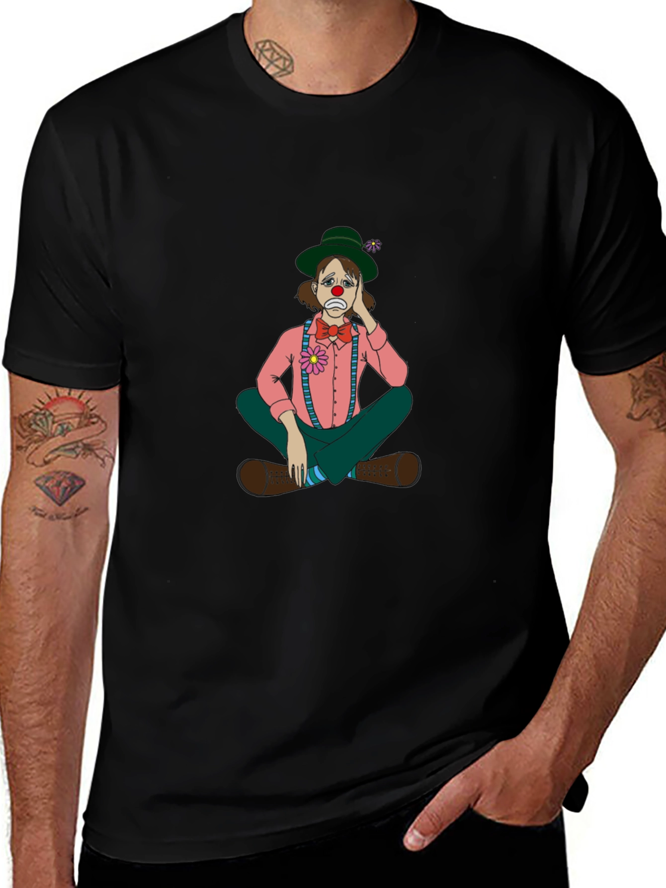 Sad Clown Graphic Tee - Unisex Black Cotton Blend T-Shirt