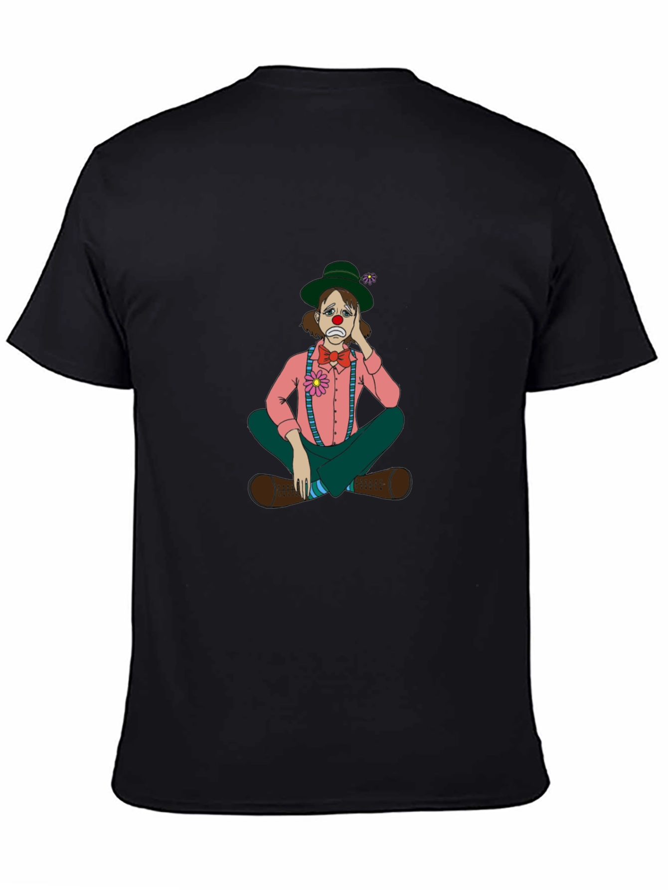 Sad Clown Graphic Tee - Unisex Black Cotton Blend T-Shirt