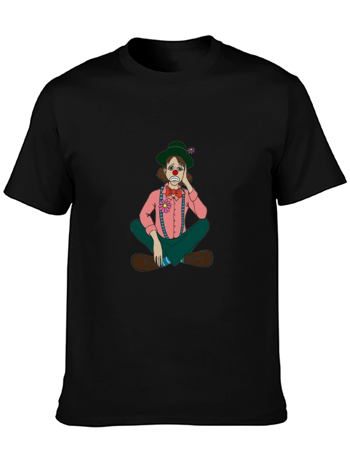 Sad Clown Graphic Tee - Unisex Black Cotton Blend T-Shirt