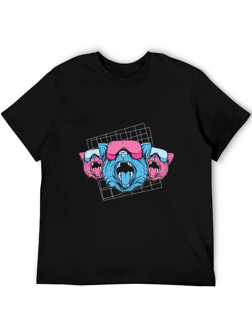 Cyberpunk Neon Cats Black T-Shirt