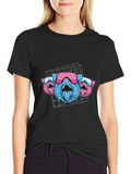 Cyberpunk Neon Cats Black T-Shirt