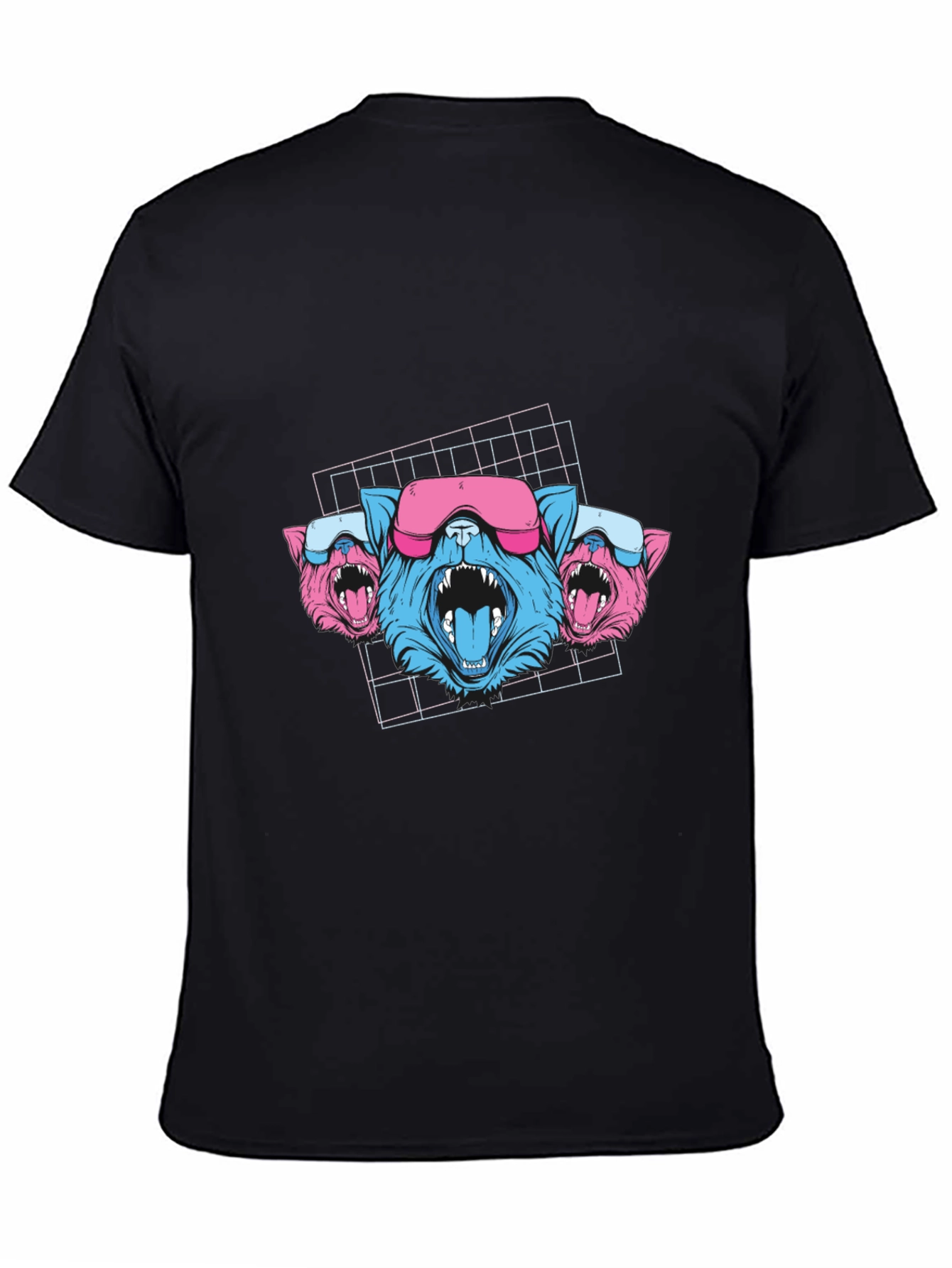 Cyberpunk Neon Cats Black T-Shirt