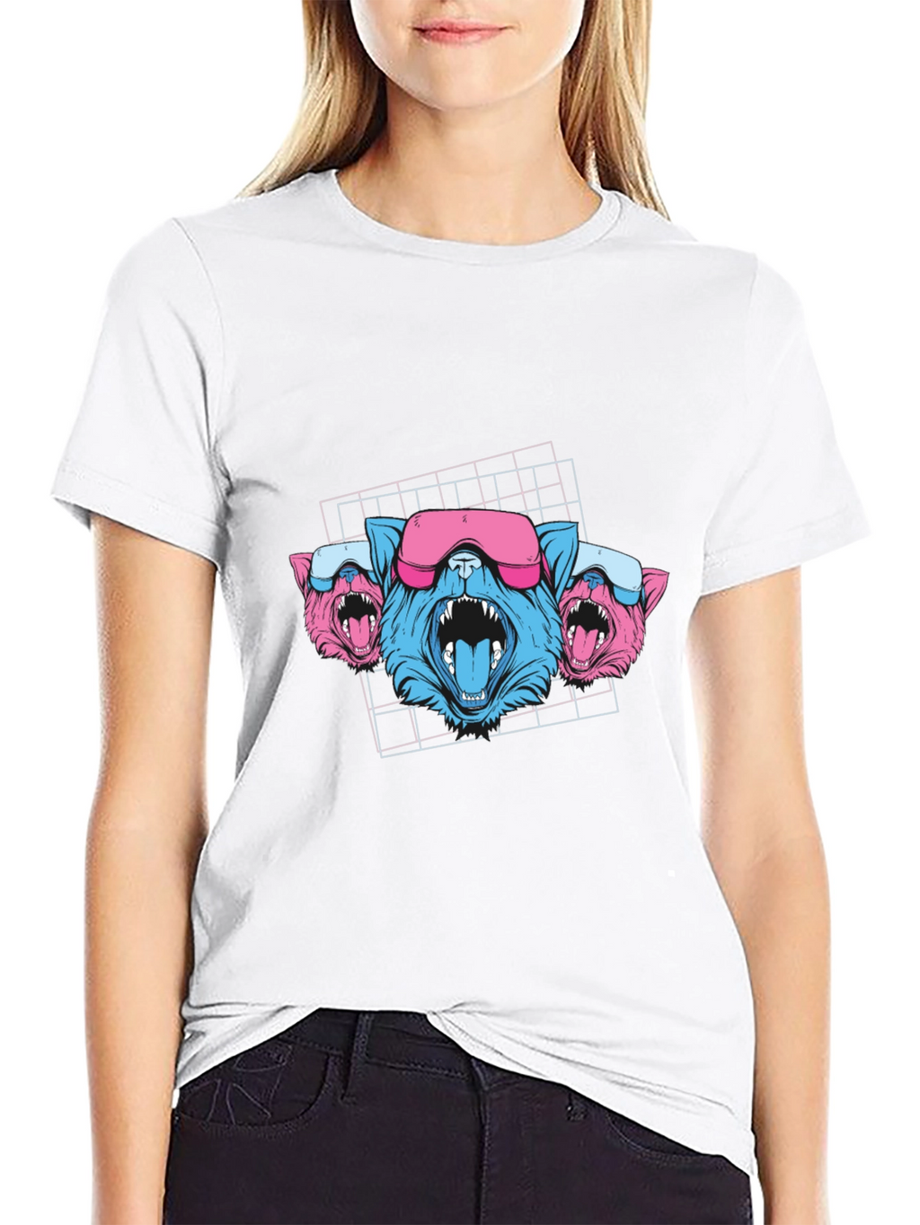 Cyberpunk Neon Cats Black T-Shirt
