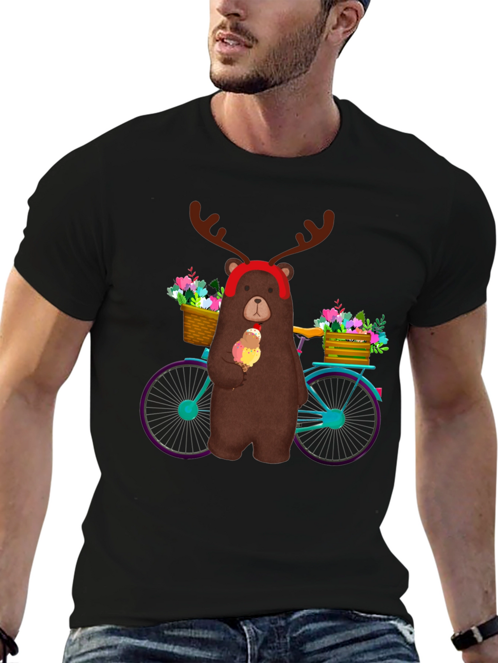 Bear on Bike Graphic Tee
