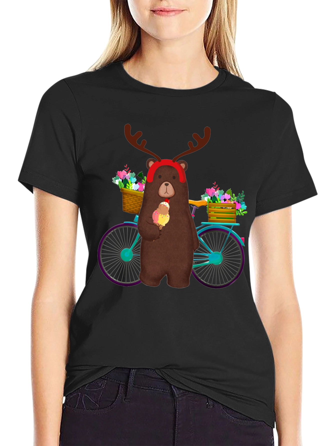 Bear on Bike Graphic Tee