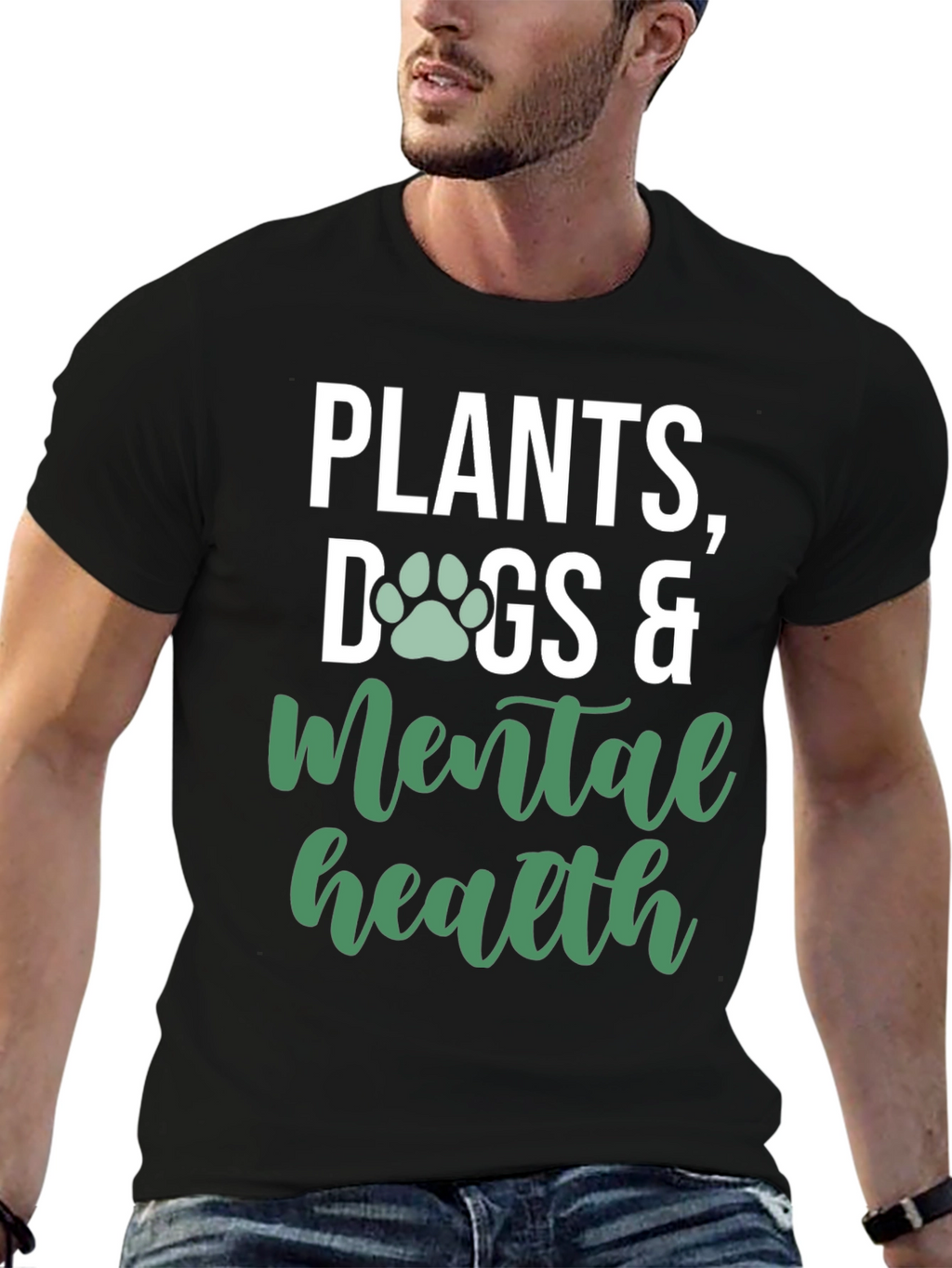 Plants Dogs and Mental Health Graphic Tee