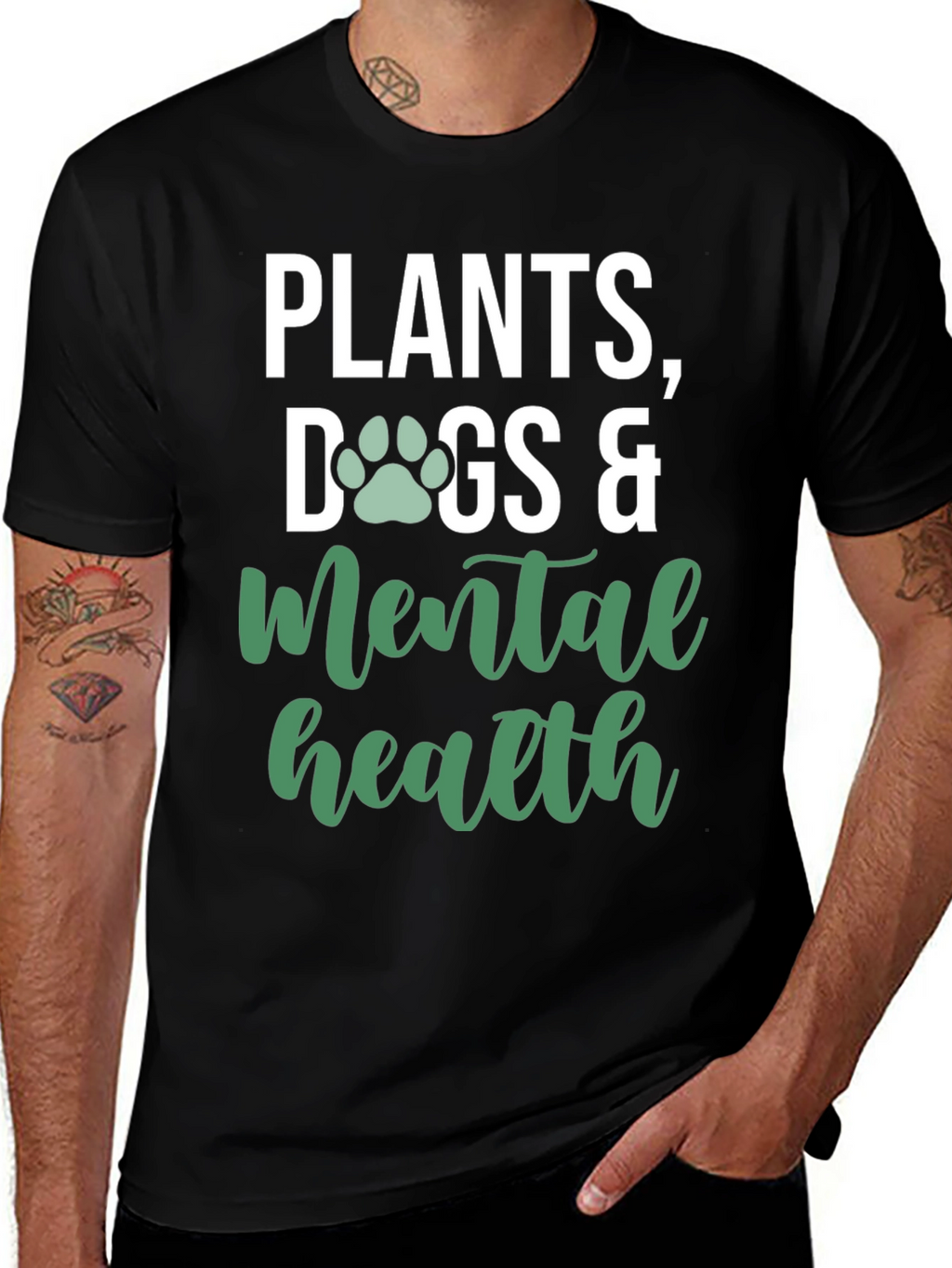 Plants Dogs and Mental Health Graphic Tee