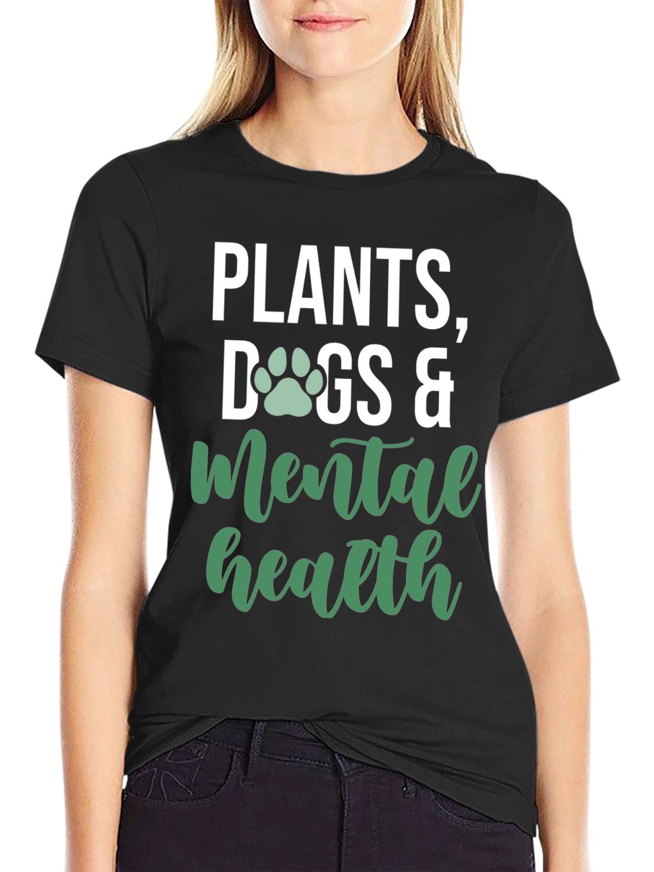 Plants Dogs and Mental Health Graphic Tee