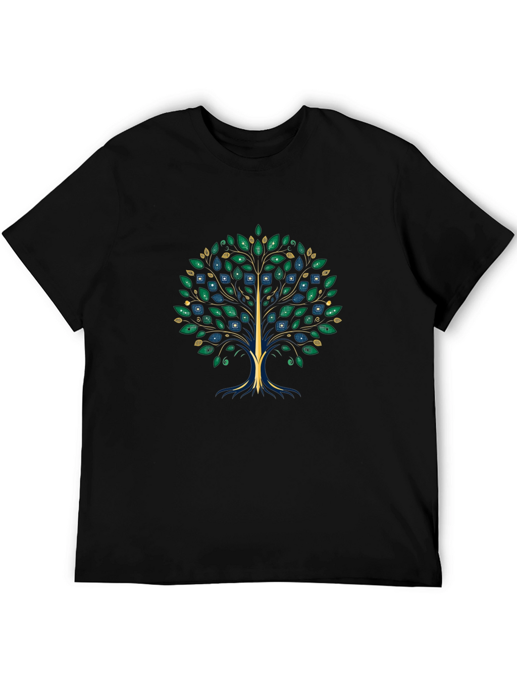 Artsy Tree Graphic Tee - Black Cotton T-Shirt
