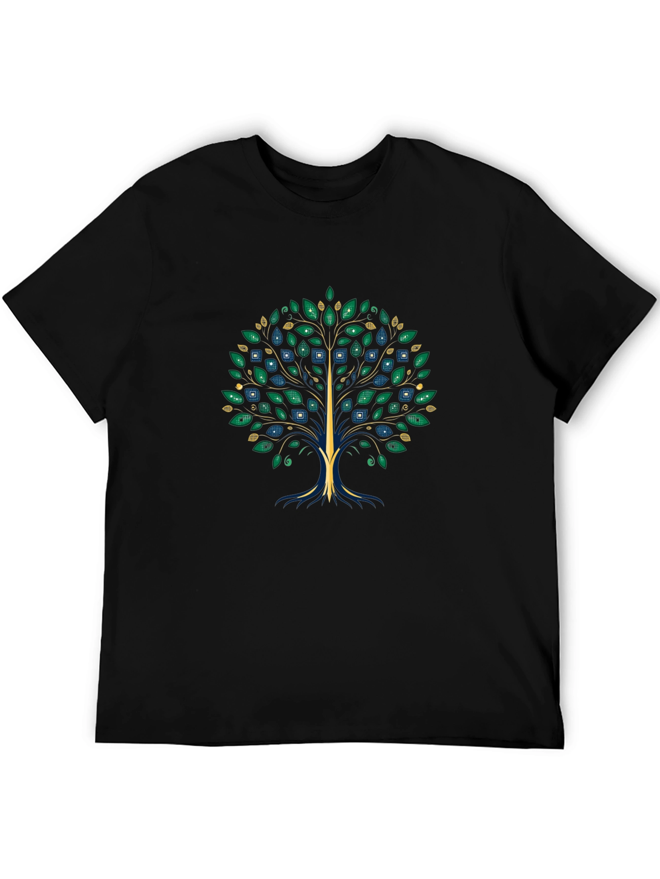 Artsy Tree Graphic Tee - Black Cotton T-Shirt