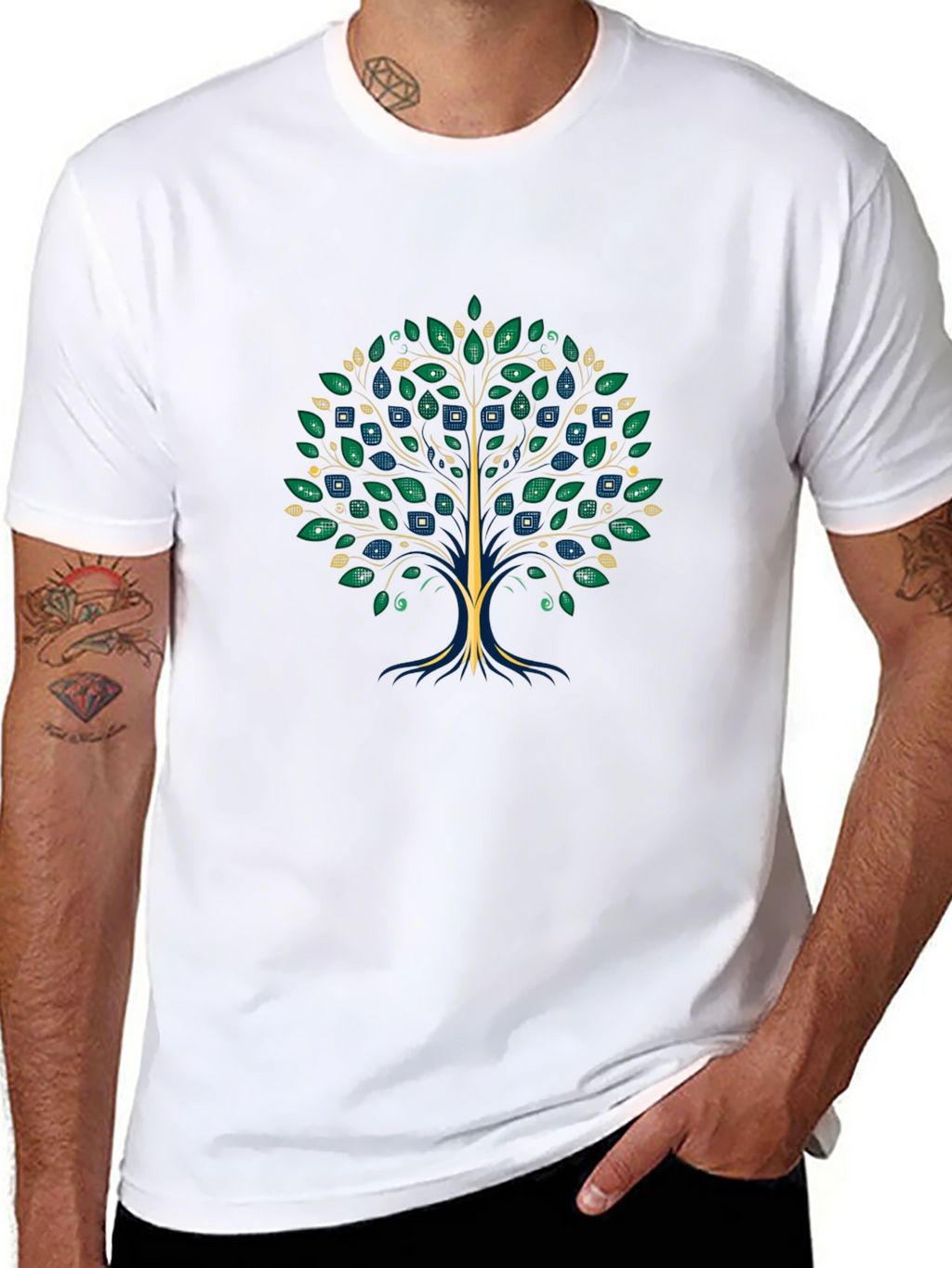Artsy Tree Graphic Tee - Black Cotton T-Shirt