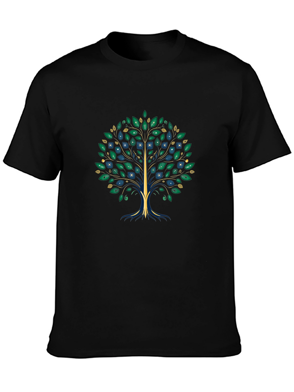 Artsy Tree Graphic Tee - Black Cotton T-Shirt