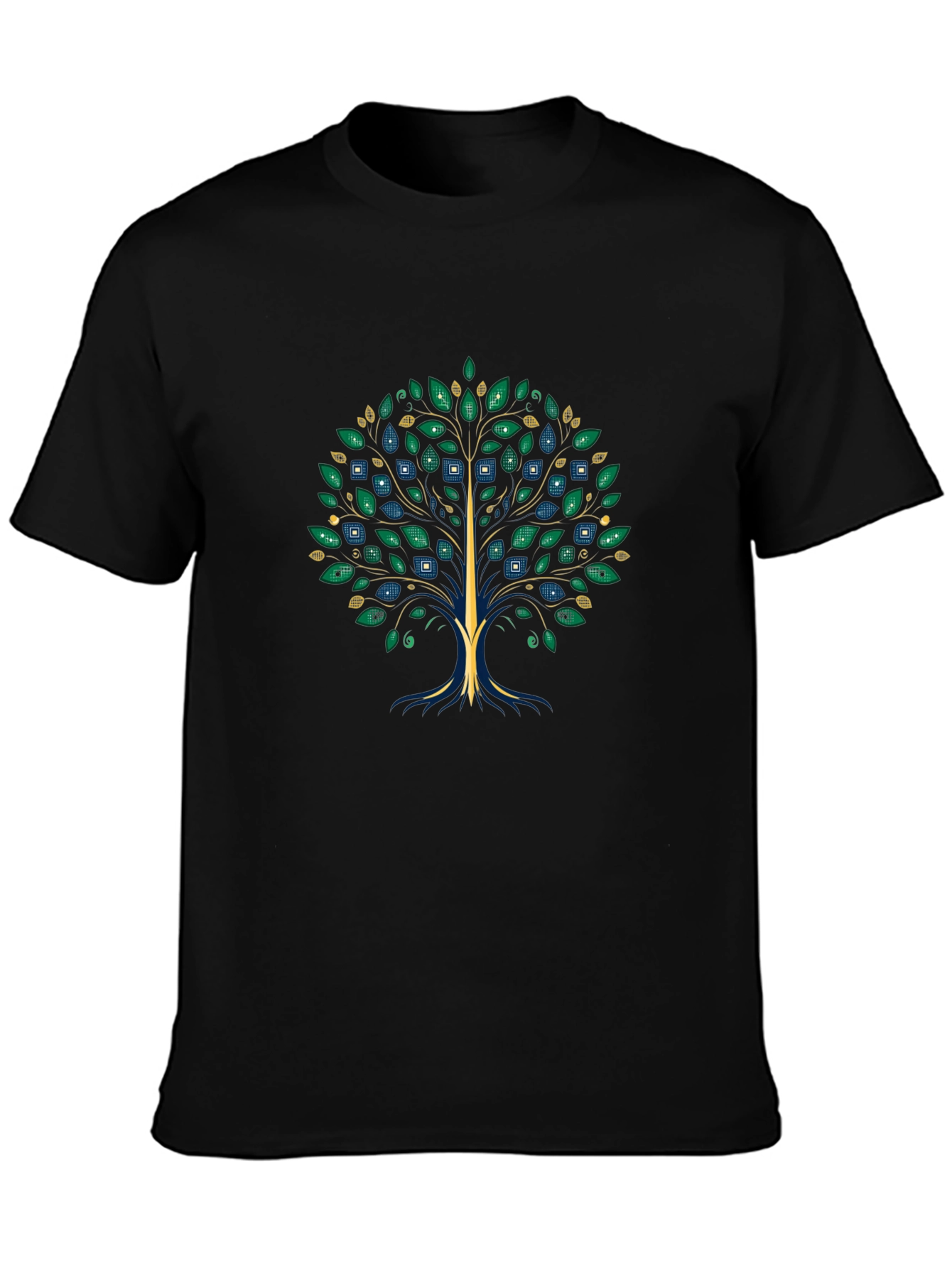 Artsy Tree Graphic Tee - Black Cotton T-Shirt