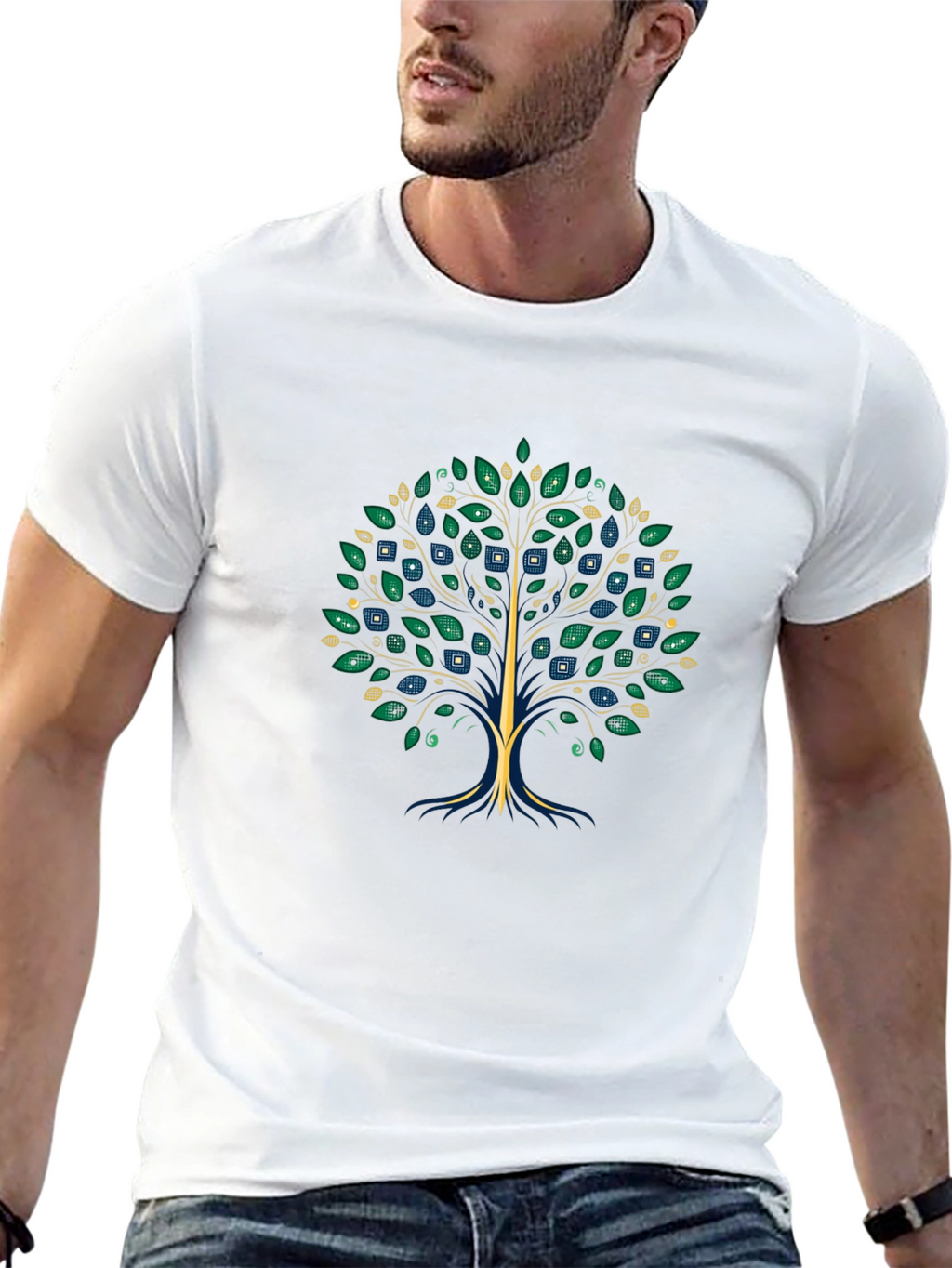 Artsy Tree Graphic Tee - Black Cotton T-Shirt