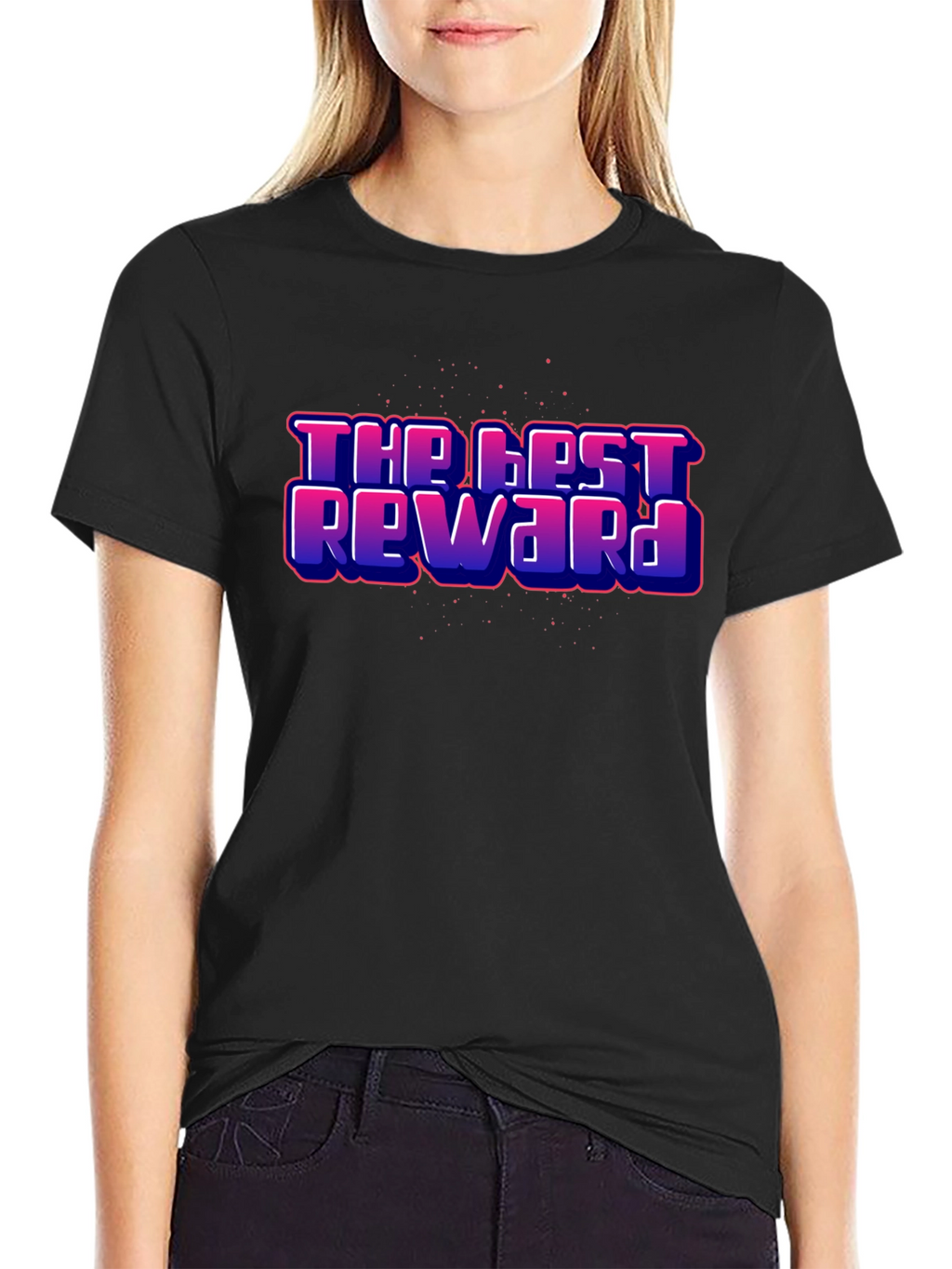 The Best Reward Graphic Print Black T-Shirt