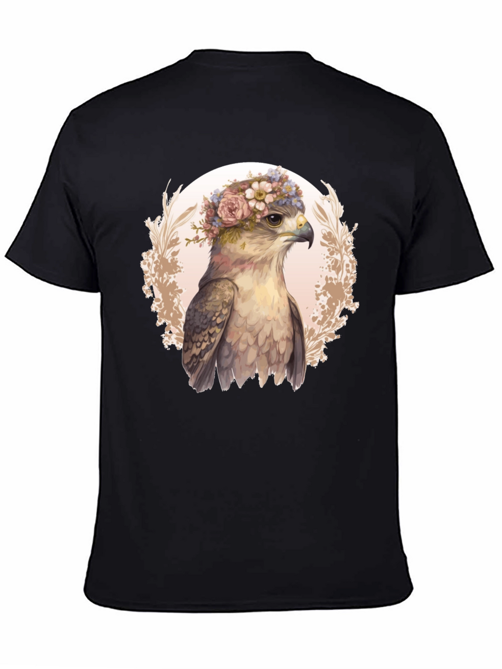 Floral Hawk Graphic Tee - Unique Bird T-Shirt