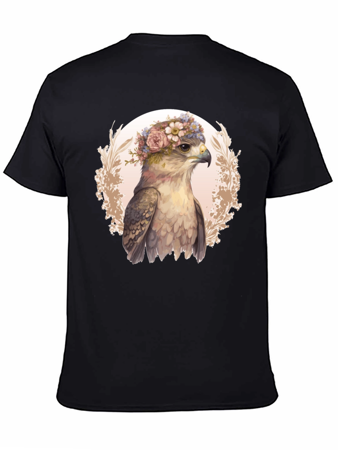 Floral Hawk Graphic Tee - Unique Bird T-Shirt