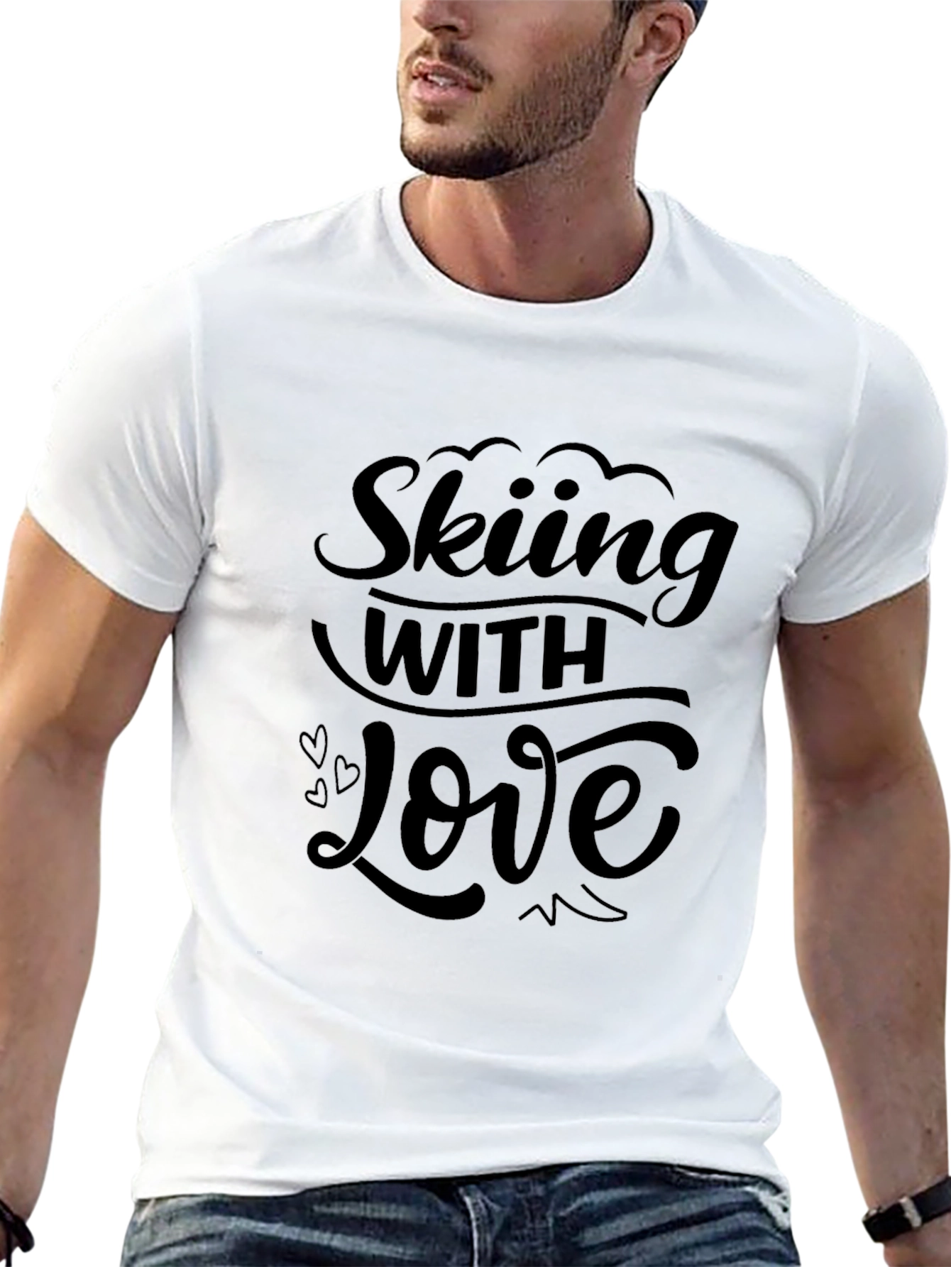 Skiing with Love Black Graphic Tee