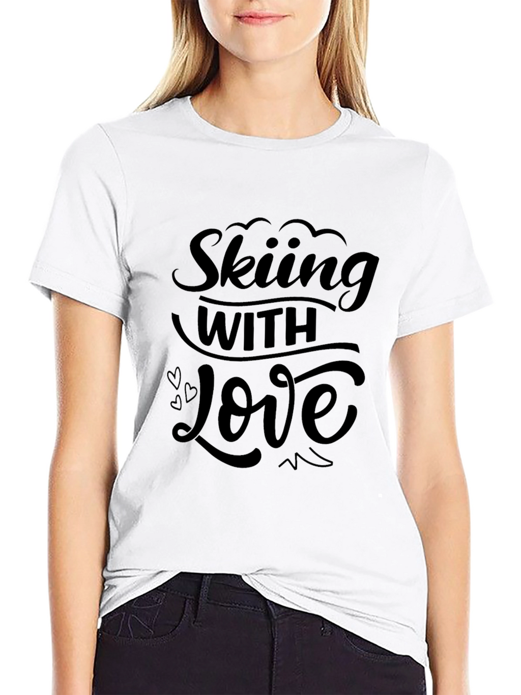 Skiing with Love Black Graphic Tee