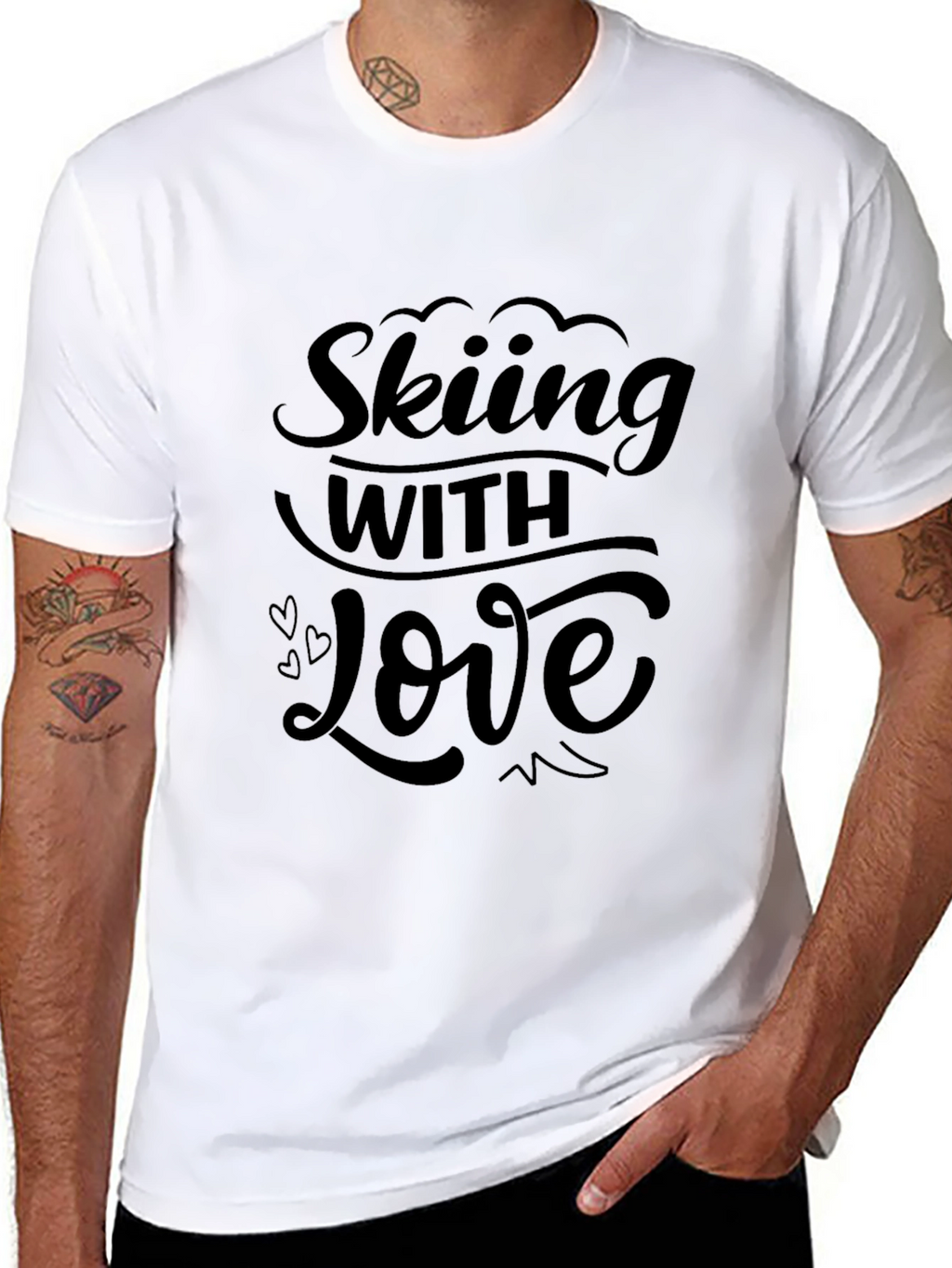 Skiing with Love Black Graphic Tee